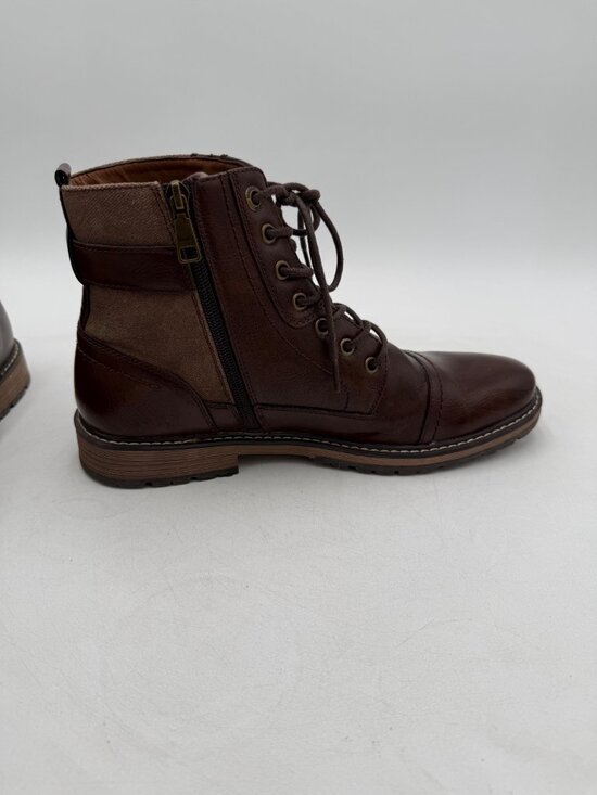 Madden Mens Brown Lace-Up Leather Boots Side Zipper Buckle Casual Chukka Size 10 main image 9